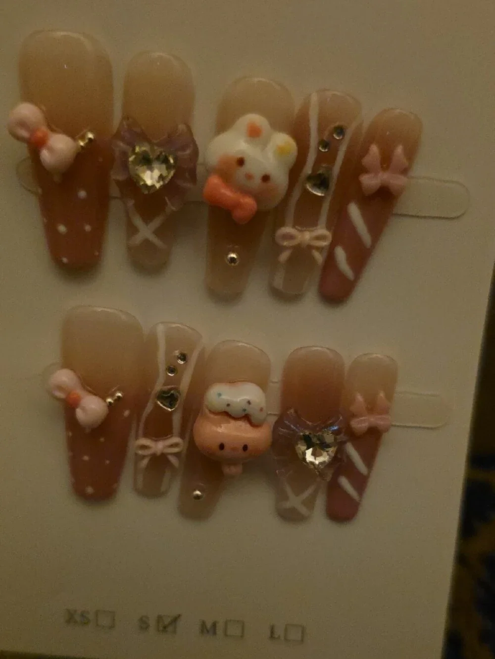 Brown 3D Charm Press-On Nail Set - Women Accessories Small